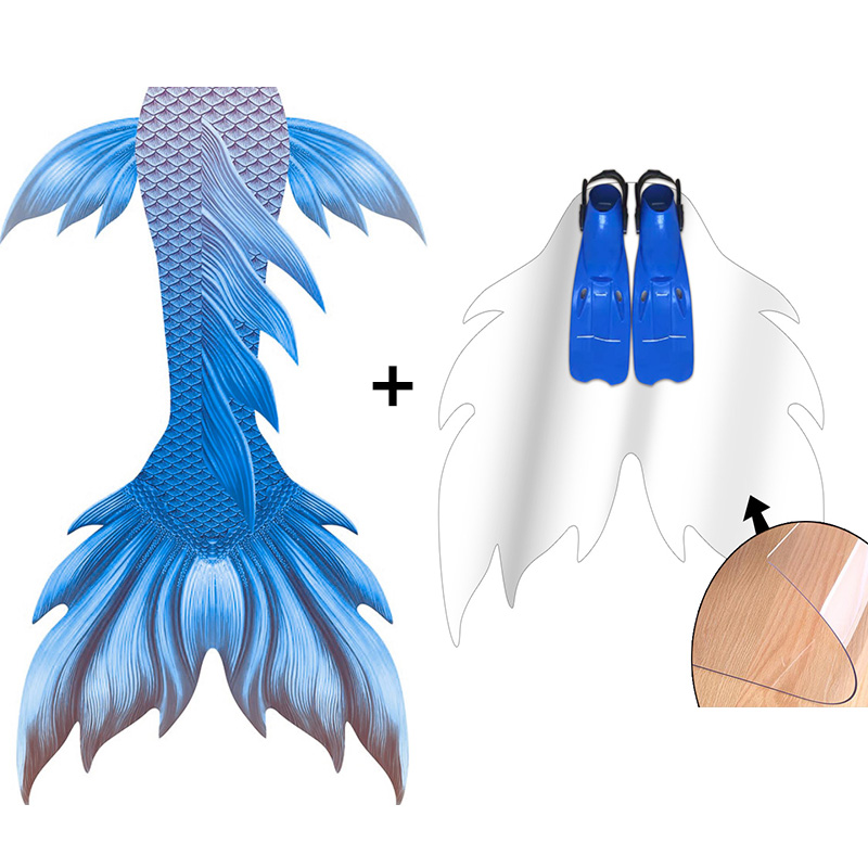 Swim Fins - ดีไซน์ใหม่สีฟ้าสกินหางนางเงือกสําหรับขนาดที่กําหนดเองคุณภาพสูงพร้อมว่ายน้ําและดําน้ํา Monofin Fin Flipper