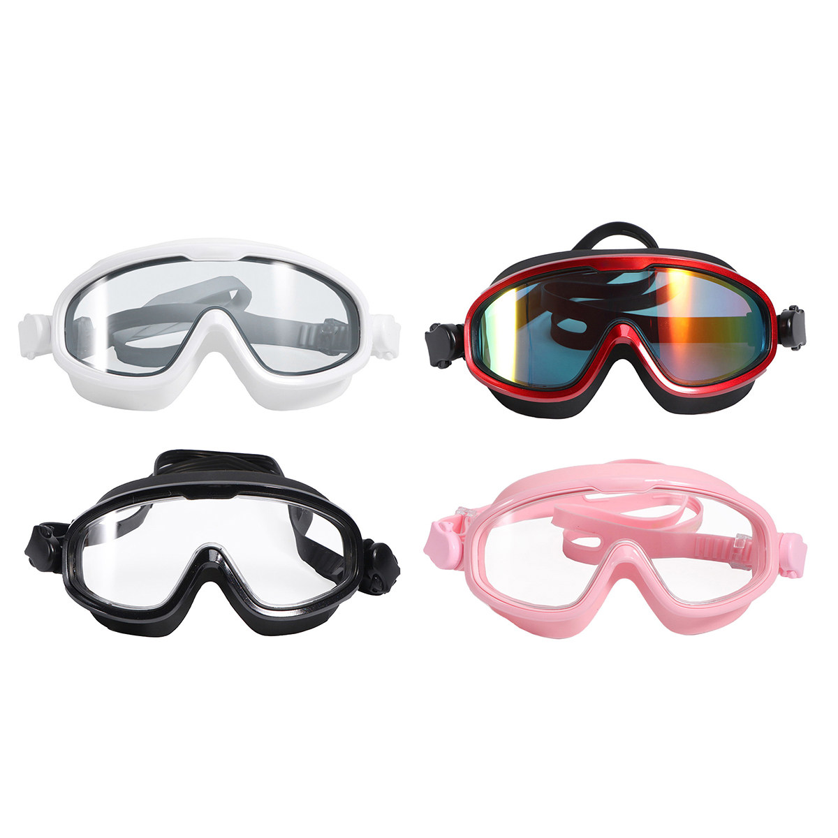 Goggles Swim - แว่นตาว่ายน้ำกันฝ้า กันน้ำ สีขาว เลนส์ทนทานต่อการสึกหรอ ซีลซิลิโคนหนา สวมใส่ง่าย
