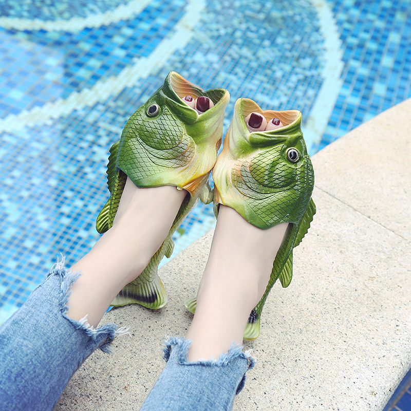 Flippers Swimming - รองเท้าแตะดีไซน์เนอร์แบบเปิดหัวเท้ากันลื่นสำหรับใส่ในบ้าน รองเท้าแตะสำหรับคู่รักและครอบครัว ลายสัตว์ รองเท้าแตะชายหาดสำหรับผู้หญิง