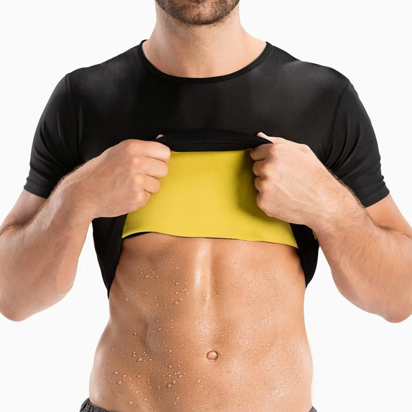 Wetsuit Men - ซาวน่า T เสื้อผู้ชายหน้าท้องแบนรัดตัวกระชับสัดส่วนเหงื่อชาย FAT Burning Body