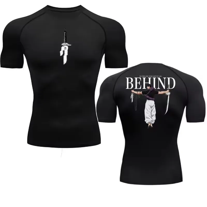 Rash Guard - เสื้อรัดกล้ามเนื้อผู้ชายลายอนิเมะ ระบายอากาศได้ดี สำหรับฟุตบอล ฟิตเนส ชุดกีฬา แห้งเร็ว